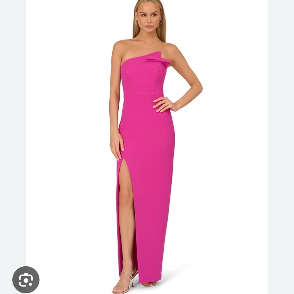 Adrianna Papell Fuchsia One-Shoulder Gown